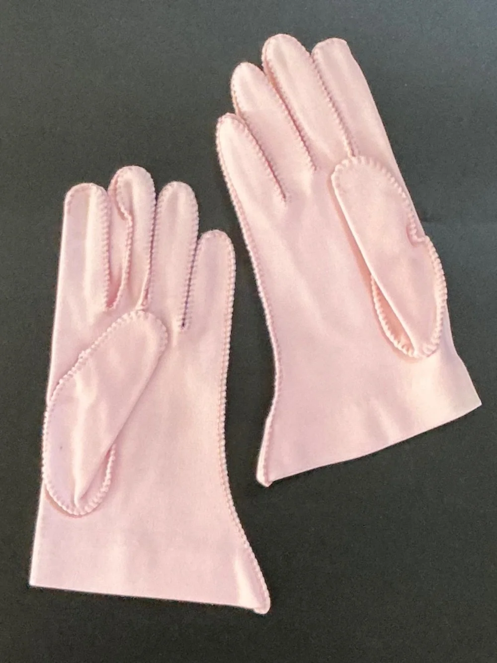 VTG 1950s Shalimar Pink Cotton Dress Gloves Shorties Double Knit Size 6.5